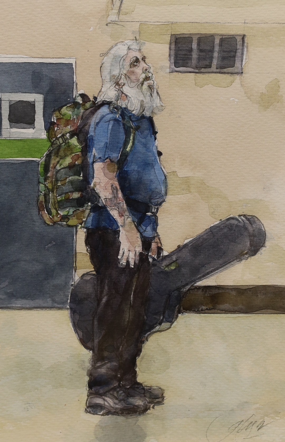 Glyn Roberts (Modern British), two watercolours ‘Last Train to Pluckley’ and ‘Mick Taylor Spitalfields’, both signed, largest 46 x 31cm
